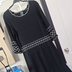 Elegant Black Dress with White Accents